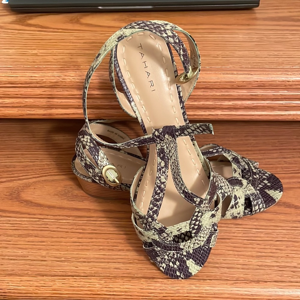 Lime green snake skin sandals